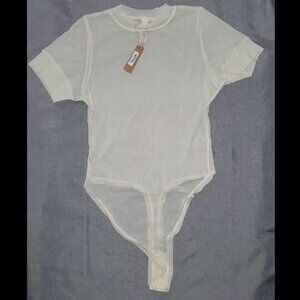 NWT SKIMS 2X Summer Mesh Tshirt Bodysuit BONE